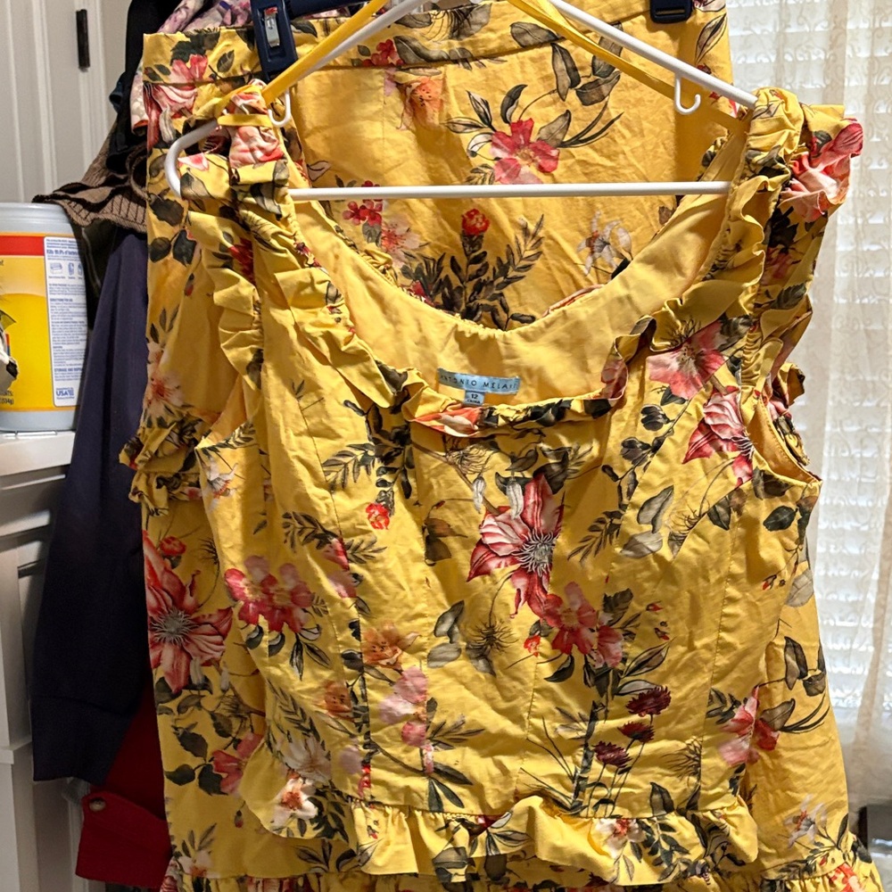 Floral Yellow Ruffle Top